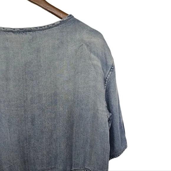 All Saints casual denim blue short sleeve v-neck shift dress size medium - Picture 7 of 12
